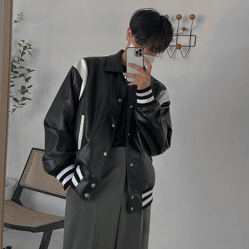 Leather Jacket Men's Baseball Uniform Spring New Trend Jacket Korean Style Loose Casual Top