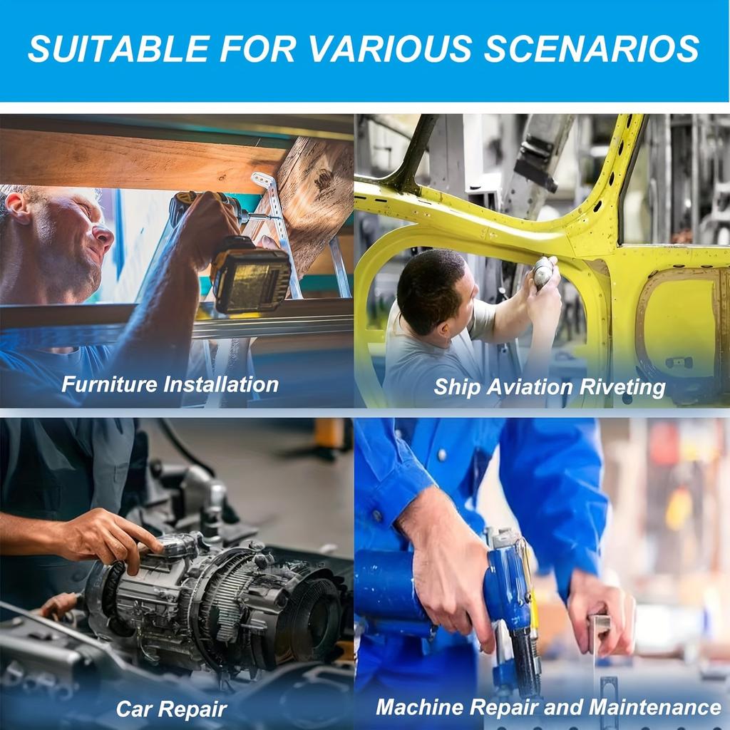200pcs 8 Sizes Aluminum Blind Rivets+Aluminum Blind Rivet Pliers Gun + 4pcs Drill Bits for DIY Automotive Projects!