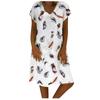 Loose Fit Mid-Length Dress with Off Shoulder Design and Printed Pattern Casual Summer Beachwear for Women