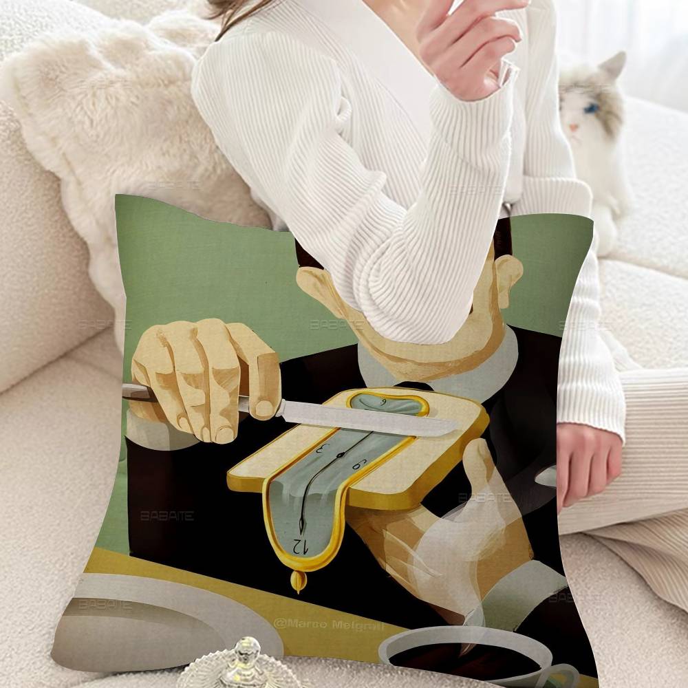 Abstract Canvas Painting Rene Magritte Son of Man Stitch Lucky Dragon Pillow Cover Sofa Cushion Cover Home Children Gift