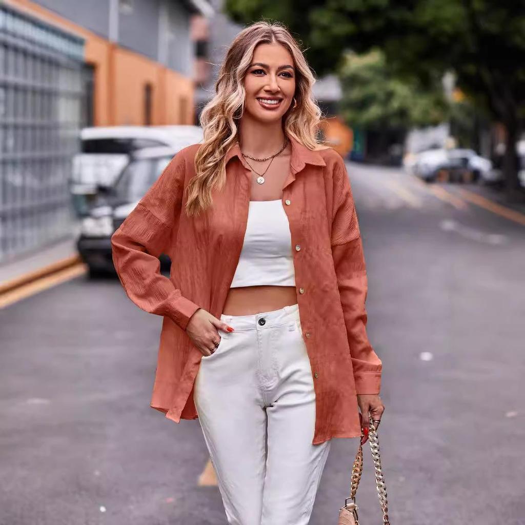 2024 Women's Elegant Bubble Grid Long Sleeve Casual Shirt