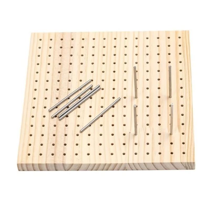 20*20CM DIY Crochet Blocking Boards Wooden Square Knitting Blocking Mat with Stainless Steel Rod Weave Accessory Knitting Board