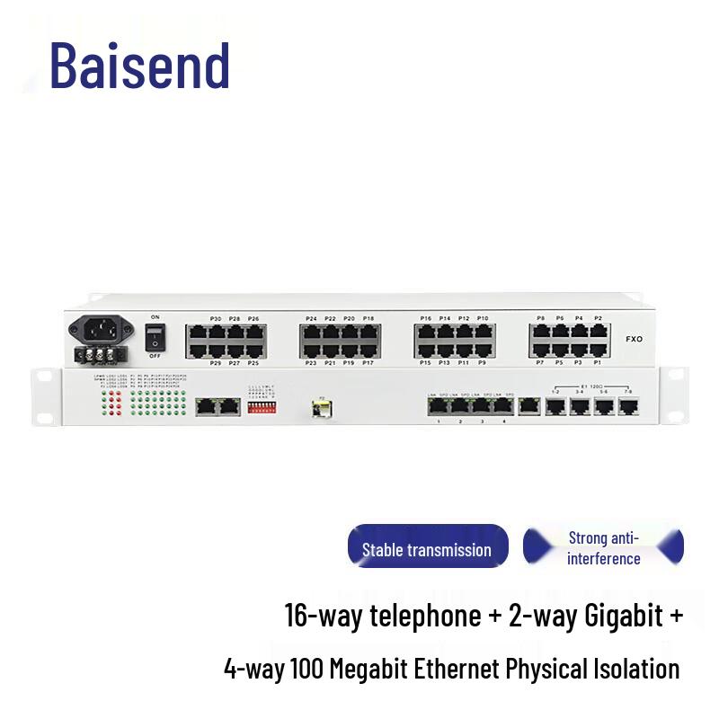 

Baisende 16-Channel Telephone & Ethernet Fiber Optic Transceiver