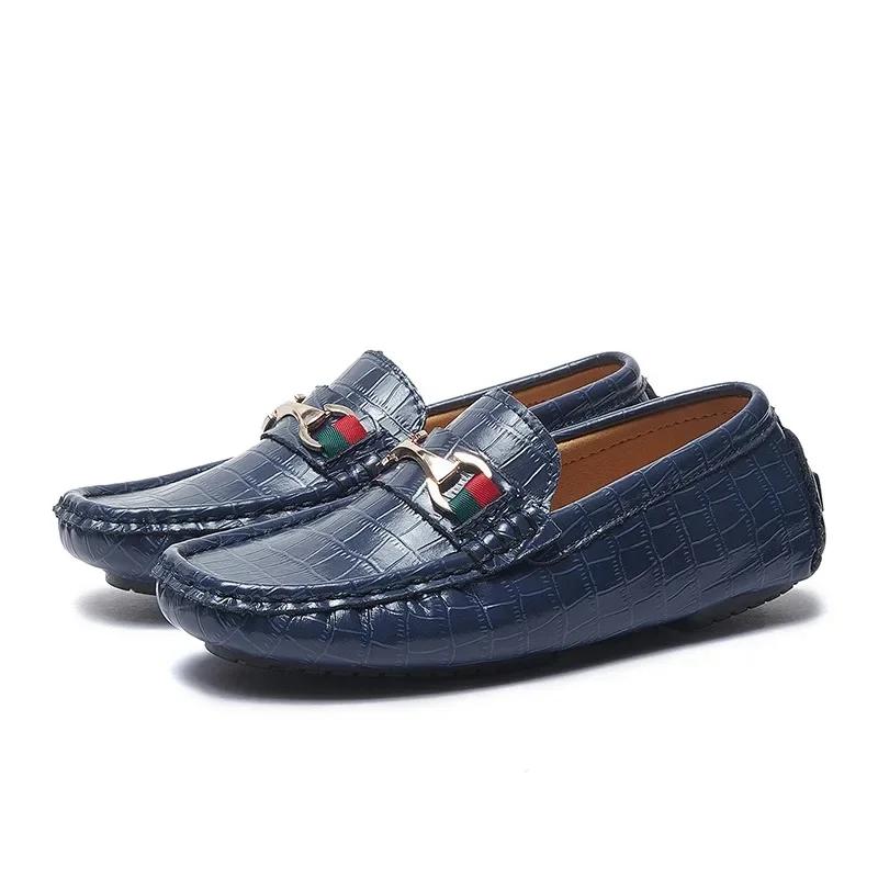 Kids Genuine Leather Loafers Breathable Mesh