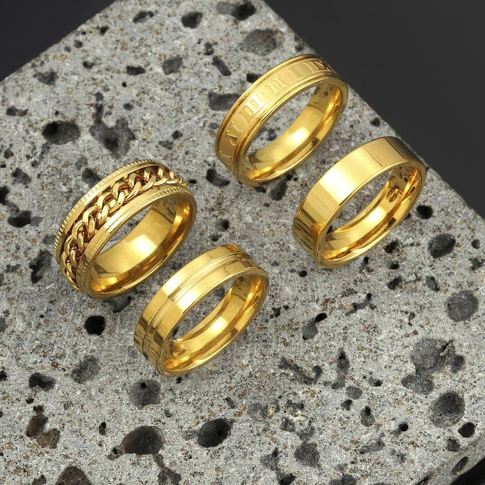 Titanium Steel Jewelry Fashion Punk Men's Ring Corrosion Roman Numerals Stainless Steel Ring Set Factory