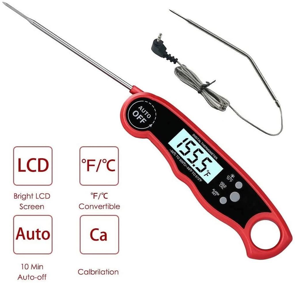 Digitales BBQ-Thermometer, faltbar, BBQ-Thermometer, Sonde, elektronisches Lebensmittelthermometer