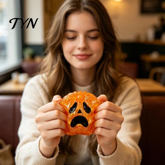 Halloween Classroom Prizes Ghost Bun Stress Ball, Slow Rising Soft TPR Fidget Toy Spooky Sensory for Anxiety Relief, Cute Squeeze in