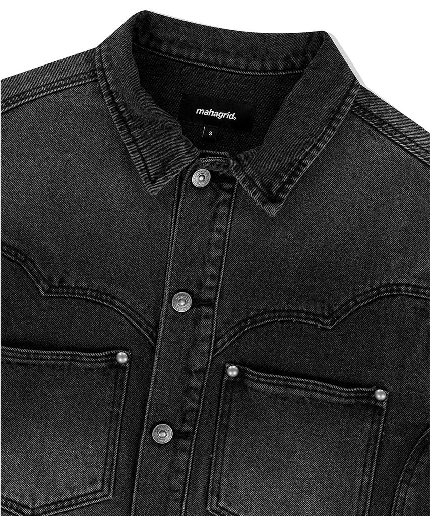 Mahagrid Western Denim Jacket Black(Mg2Efmd115A)