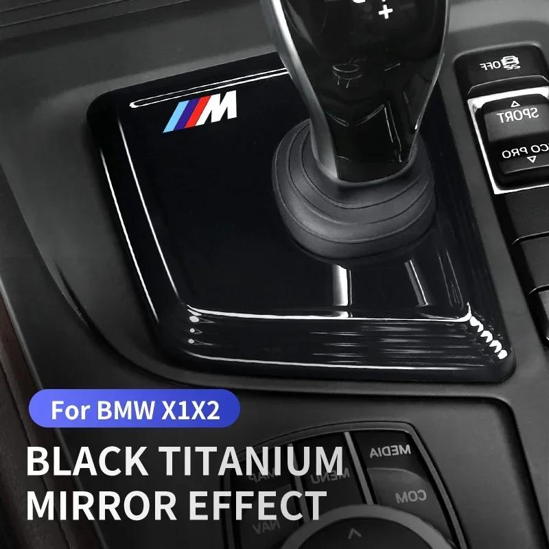 BWP1 Car Sticker Hot For BMW For BMW X1 X2 F48 F39 Carbon Black Car Gear Panel Cover Trim Gear Shifter Knob Boot Cover Auto Interior