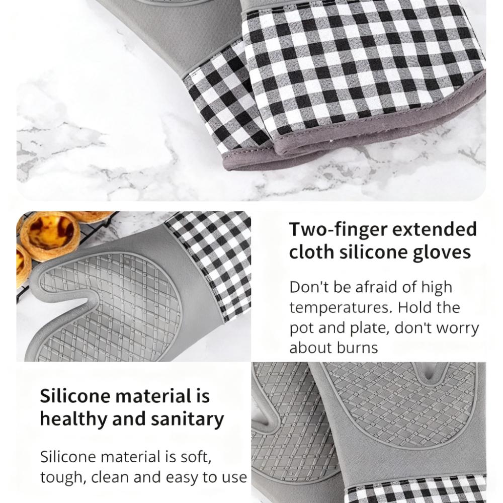 Silikonisolierte Handschuhe Einzelne Ofenhandschuhe Hochtemperaturbeständig Rutschfest Verbrühschutz für Küche Kochen Backen BBQ