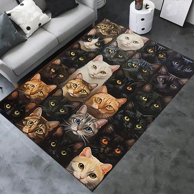 Cute Kitten Theme Chair Mat Office Carpet Oversized Rug for Home Decor, Sofa Carpet, Office Flooring Gift, Suitable for Bedroom, Living Room
