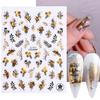 Laser Gold Black 3D Nail Art Stickers Decals Butterfly Flower Rose Plant Maple Leaf Nail Decoration Manicure Tool