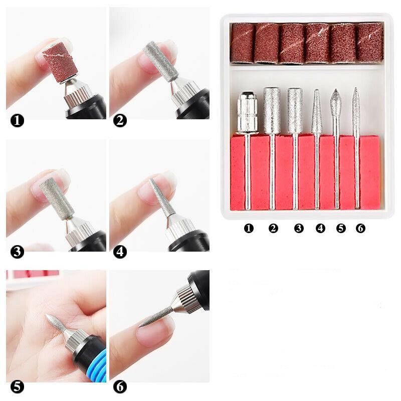 Portable USB Electric Nail Drill Machine with Multiple Drill Bits and Sanding Bands for Manicure and Pedicure Nail Care Tool Kit
