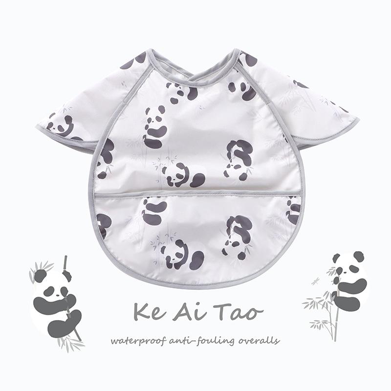 0-3 Year Waterproof Toddler Baby Bibs  Cute Cartoon Infant Baby Feeding Clothes Portable Outdoor Newborn Baby Short Sleeve Apron