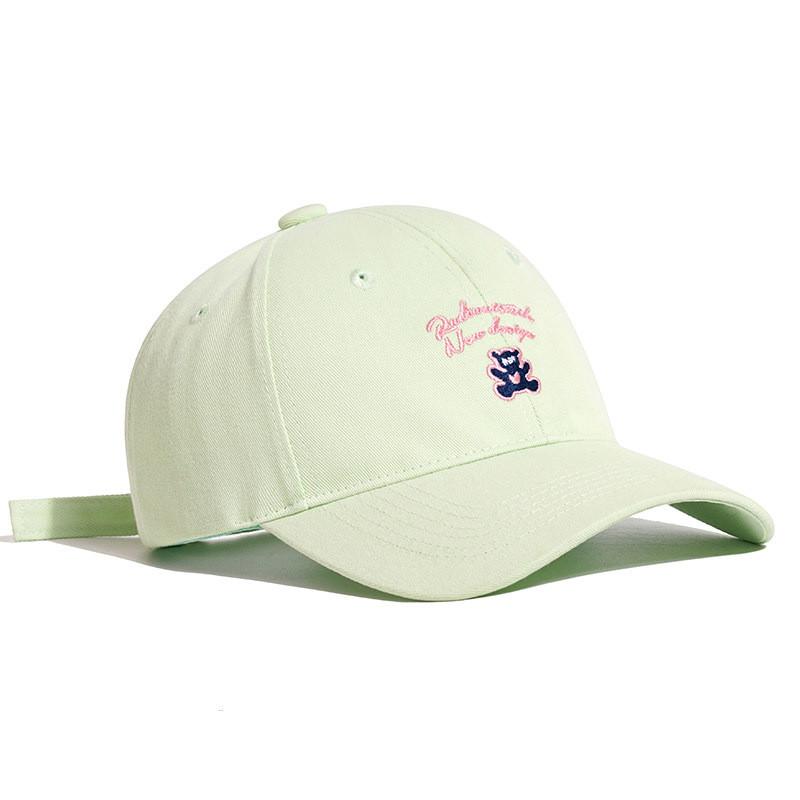 Cute Korean Style Embroidered Cotton Baseball Cap With Wide Brim For Casual Wear