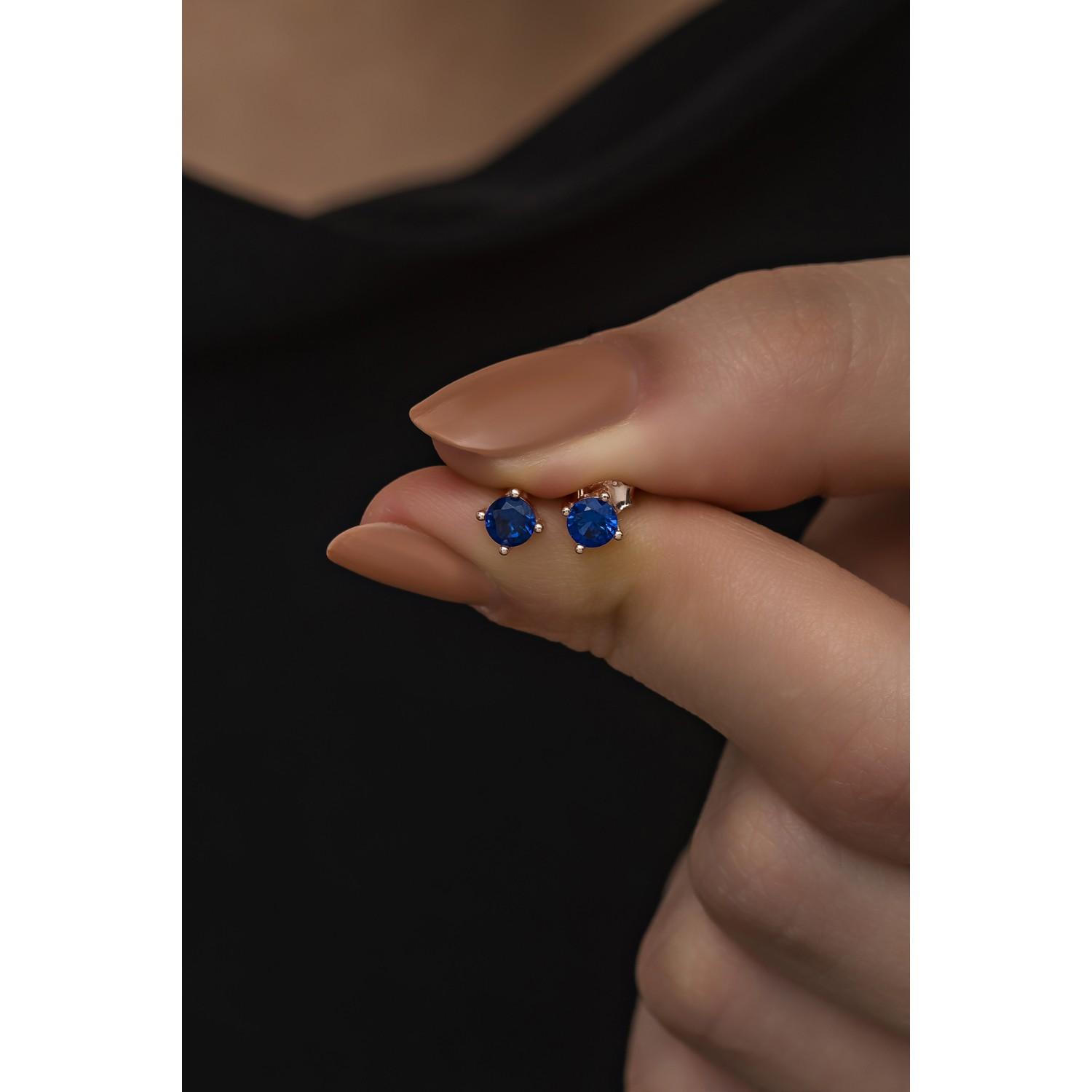 

Серьги-солитеры из стерлингового серебра 925 пробы 4 мм с темно-синим камнем