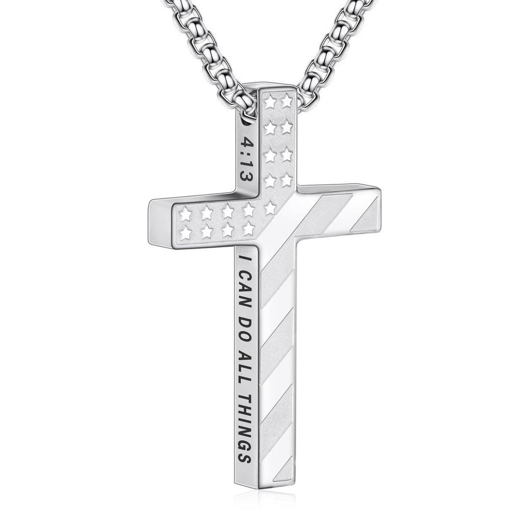 Fashion Trend Cross Stainless Steel Necklace Amazon Personality Hip Hop Pendant Men's Necklace Accessories