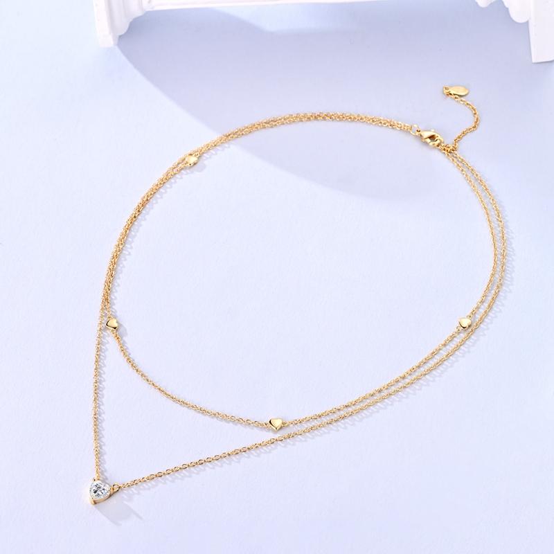 Original Copper Necklace Sparkling Heart Pearl Sun Moon Necklace For Woman Men Wedding Engagement Party Fine Jewely