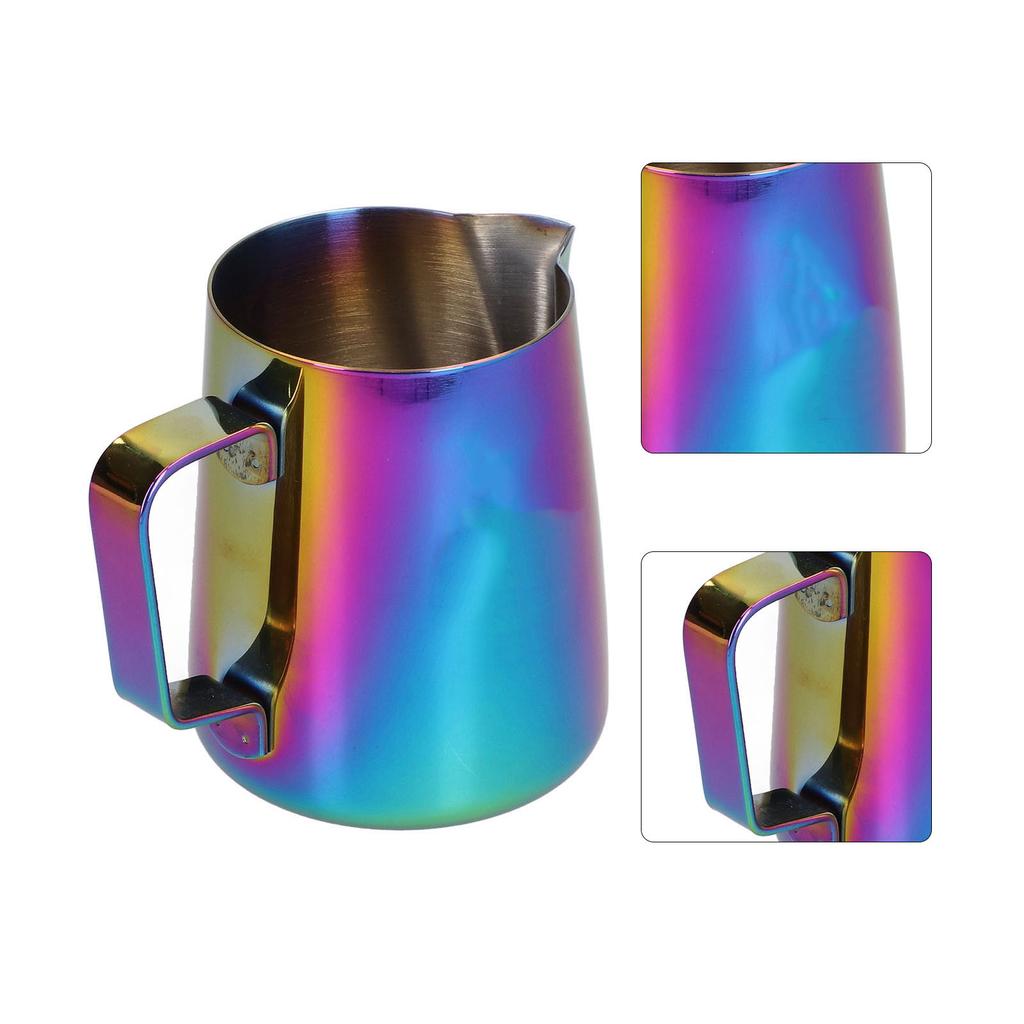 380ml nerezový konvička na napěnění mléka lesklá barevná se špičatým okrajem konvička na napěnění mléka do kávy pro domácí kavárnu