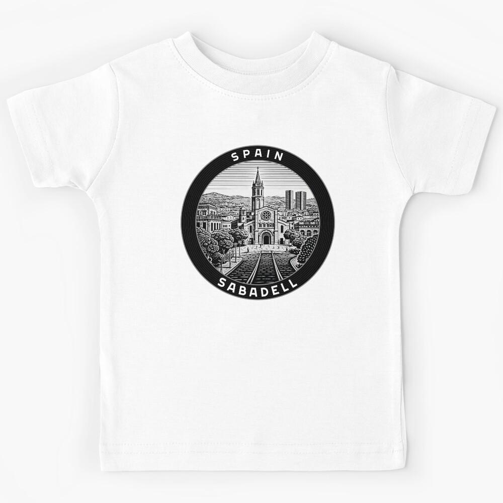 Sabadell Spain Linocut Style Kids T-Shirt 120