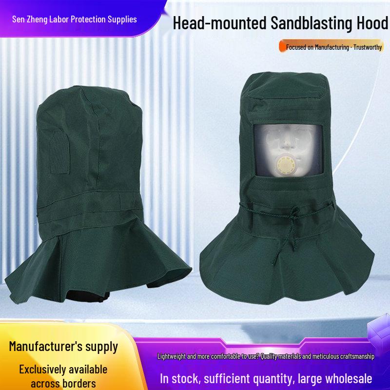 

Durable Industrial Sandblasting Safety Helmet - Wear-Resistant, Dustproof, Splash-Proof, Breathable Protective Mask One Size темно-зелений колір