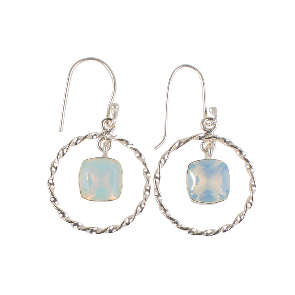 Milky Opal Gemstone 925 Sterling Silver Jewelry Earrings 1.60" For Birthday Gift EE-60-14