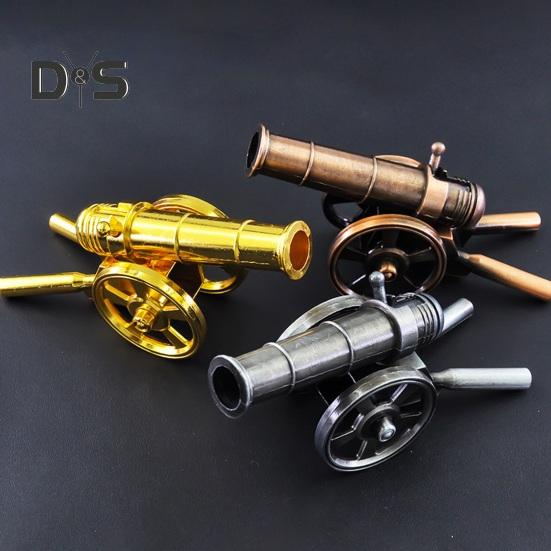 Mini Alloy Cannon Figurine Realistic Miniature Artillery Launcher Model Statue Sculpture Collection Toy Home Office Desktop Decoration Ornament
