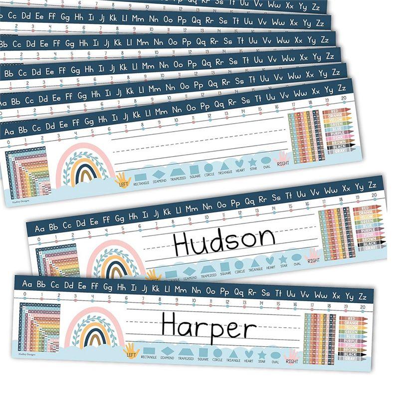 T02C!25 Boho Teacher Name Plate For Desk Classroom - Desk Name Tags Classroom Kindergarten, Student Desk Name Plates