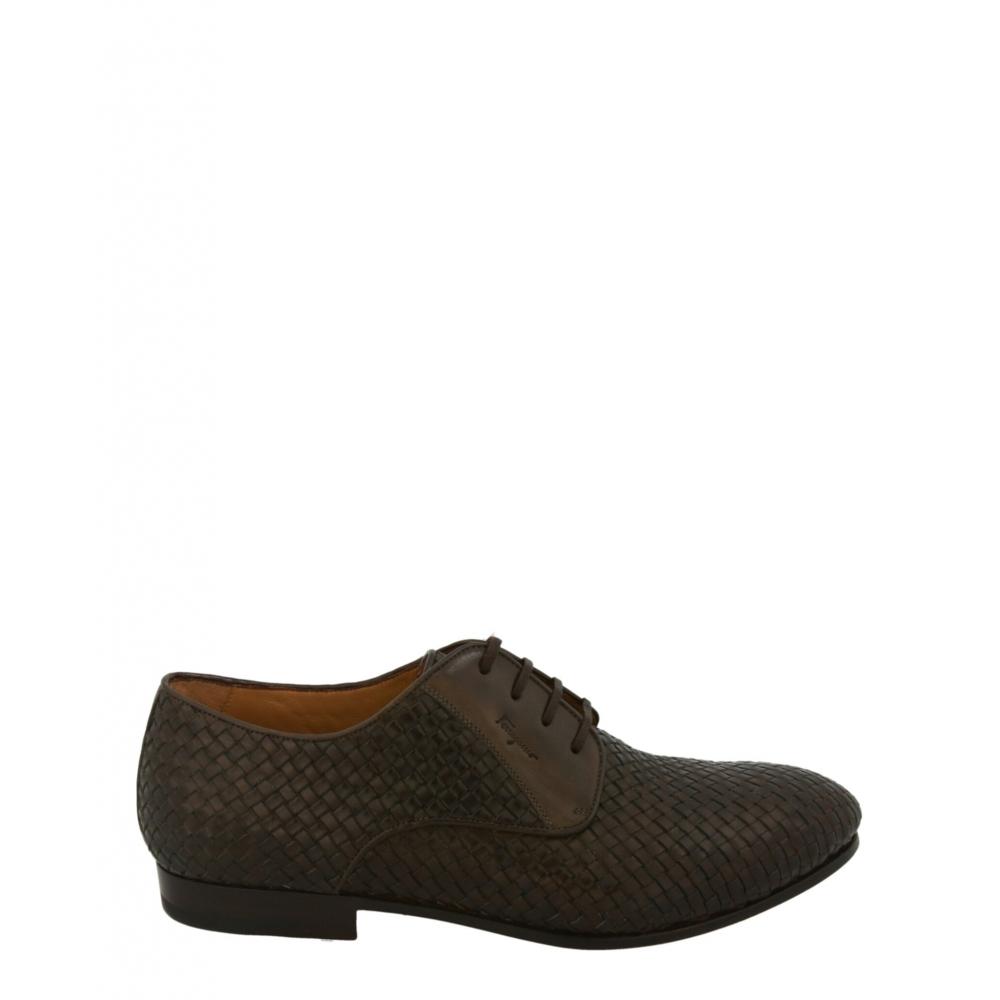 

Salvatore Ferragamo Cooper Плетеные кожаные модельные туфли светло-коричневые