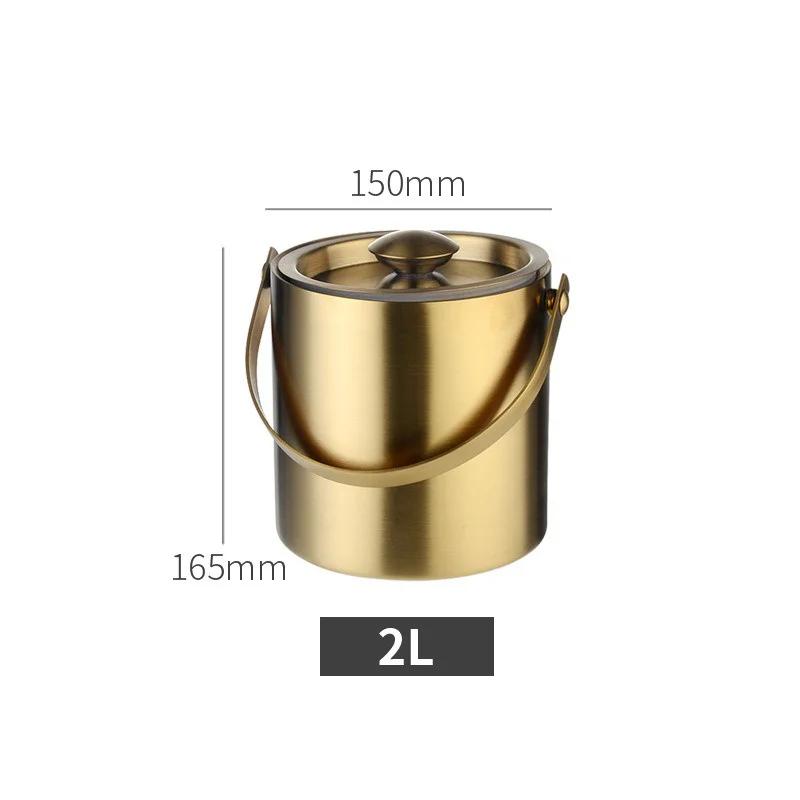 Stainless Steel Double Walled Ice Bucket Beverage Tub Cooler Bucket Comfortable Carry Handle for KTV Bar Whiskey Beer Tools