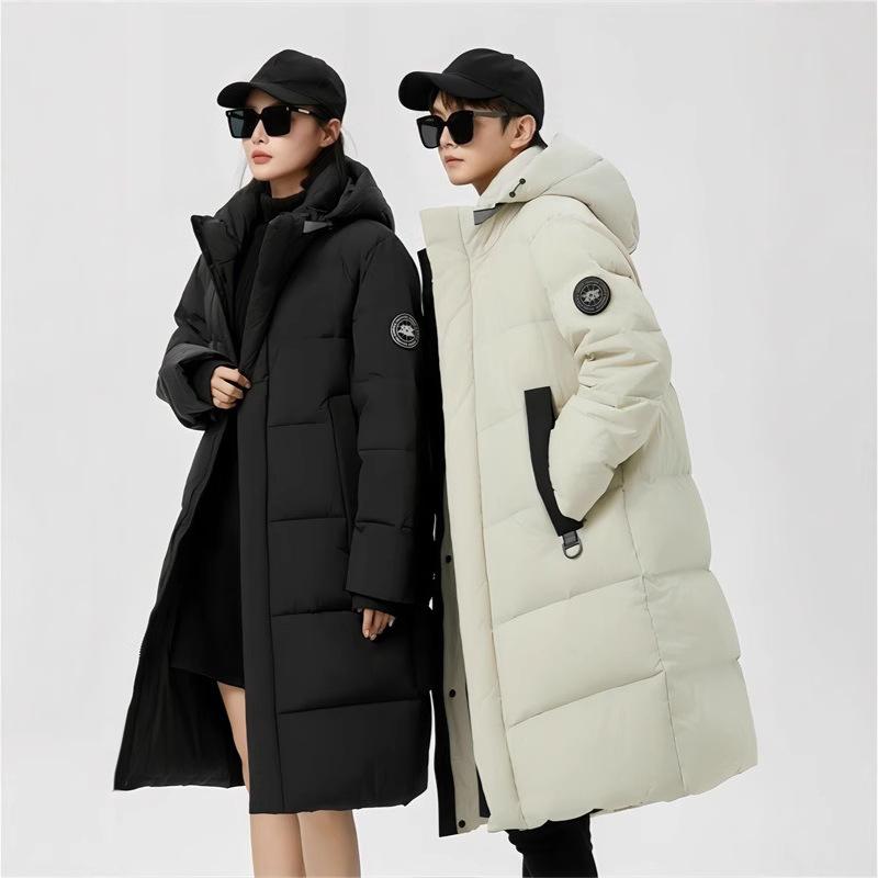 2025 Men's Mid-Length Down Jacket Winter Thickened Warm Over the Knee Down Coat Couple Versatile White Duck Down Jacket