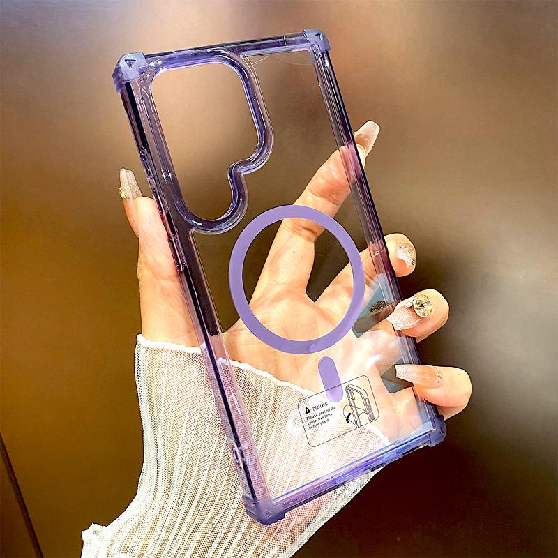 Luxury Transparent Hard Acrylic Case For Samsung Galaxy S25 S24 S23 S22 Plus FE S 25 24 S25Ultra S24Ultra Magsafe Charge Covers