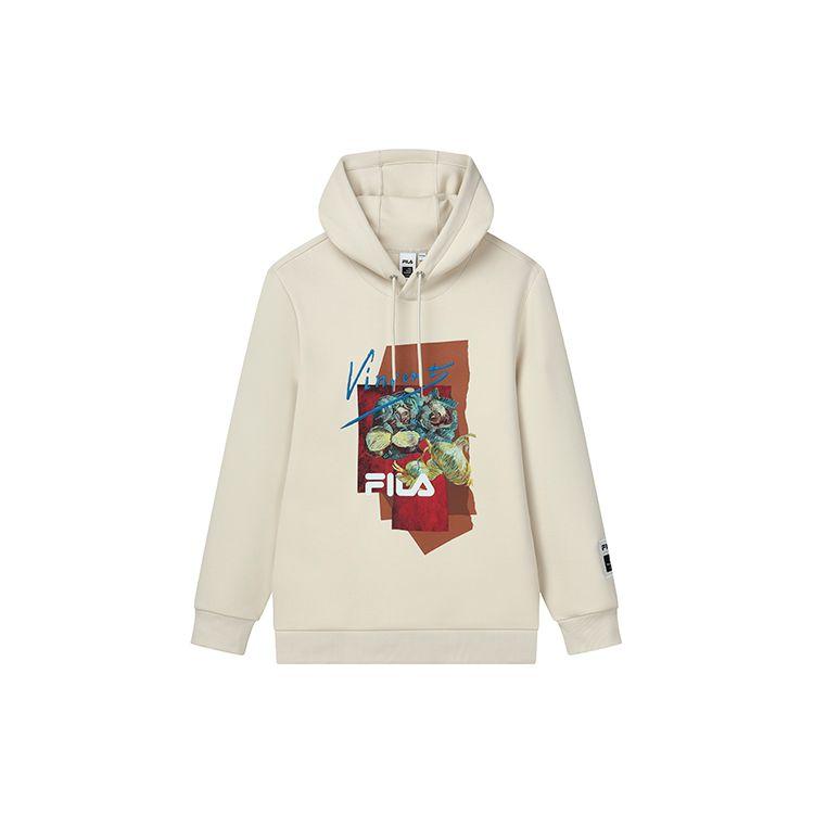 

FILA X Van Gogh Museum Collaboration Fa Fan Series Printed Sports Knit Pullover Hoodie Men hoodies Lactose F11M218210F-BG M