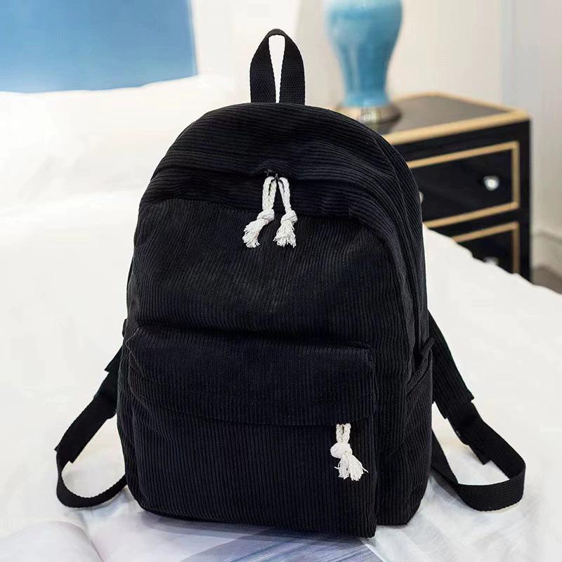 Women Corduroy Backpack Large Capacity Casual School Bag Lightweight Travel Daypack College Bookbag with Front Pocket