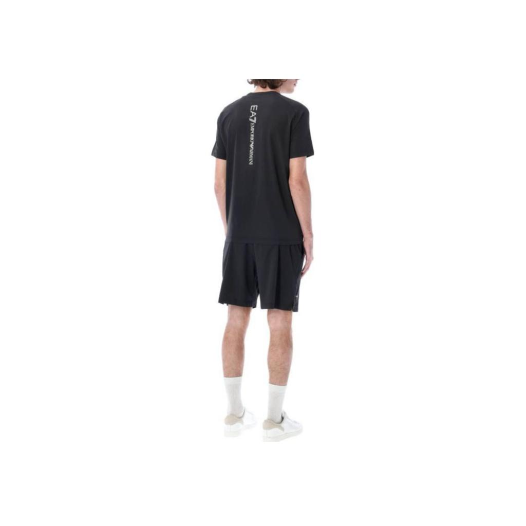 Emporio Armani EA7 Logo Print Crew Neck Short Sleeve Casual Sports Set Men sets Black 8NPV03-PNDDZ-1200