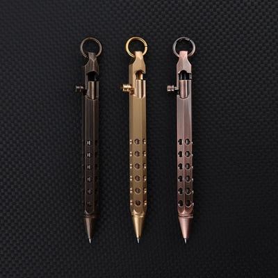 Portable Brass Pen Medium Point 1.0mm Bolt Action Signature Pen Retro Smooth Writing Ballpoint Pen