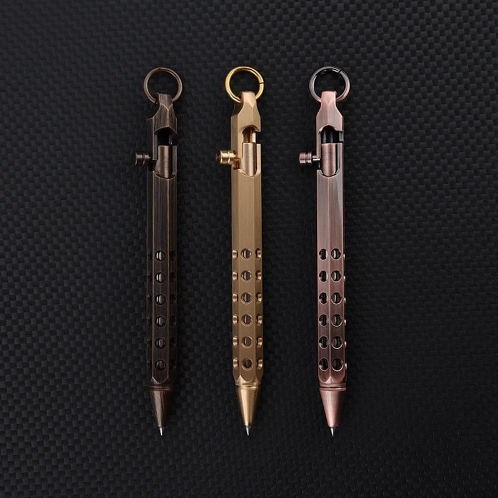 Portable Brass Signature Pen Medium Point 1.0mm Retro Ballpoint Pen Bolt Action Smooth Writing Rollerball Pen Stationery Gifts