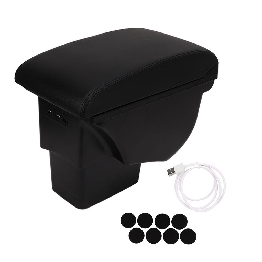 Double Layer Center Console Armrest Box with 3 USB Ports Auto Interior Upgrade Replacement for Kia Soul 2006‑2017