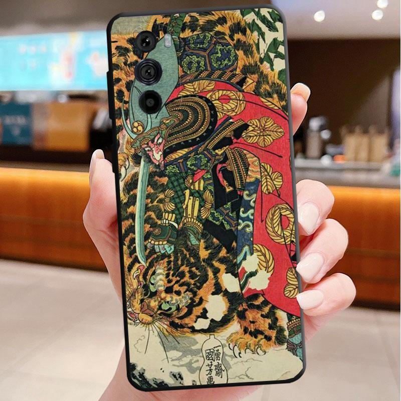 Case For Motorola Edge 50 40 Pro 60 50 40 30 Ultra Neo Fusion G85 G72 G53 G54 G84 G13 G32 Ukiyo-e Art Panther Leopard Tiger