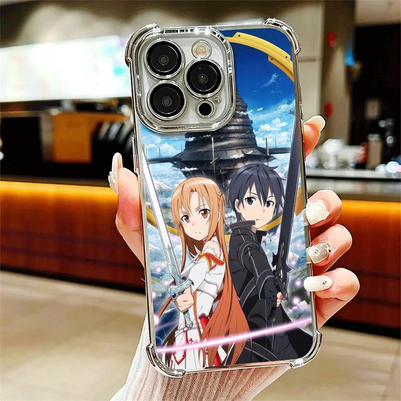 Sword Art Online Anime Soft Phone Case For iPhone 15 16 17 Air 14 Pro Max 16E Plus 13 12 Mini Plating Anti-Fall Fundas