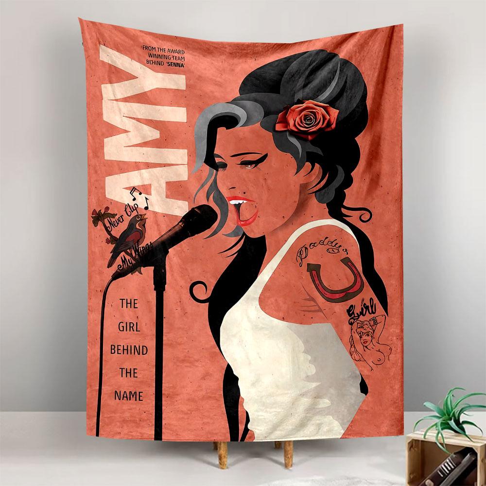 Amy Winehouse Tapestry Wall Hanging, The Girl Behind the Name Art, Soul Music Wall Decor for Bedroom Dorm