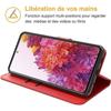 Coque de Téléphone - PROSHOP - pour Samsung S20 FE - Rouge - Effet Cuir - Anti Rayure - avec 2 Verres Trempés