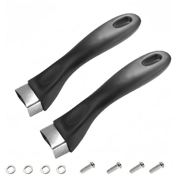 2Pcs Bakelite Pot Handle Black Scald-Proof Long Handle Grip Replacement, with Screw