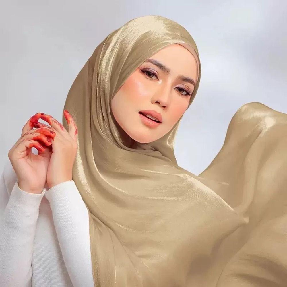 Shining Silk Scarf Chiffon Chiffon Hijab Veil High Qulaity Sunscreen Shawl Outdoor