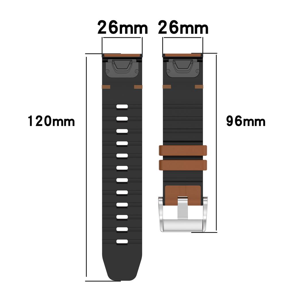 26mm Watch Band For Garmin Enduro 3/Fenix 8 51mm/Instinct 2X Leather Coated Silicone Adjustable Length Strap