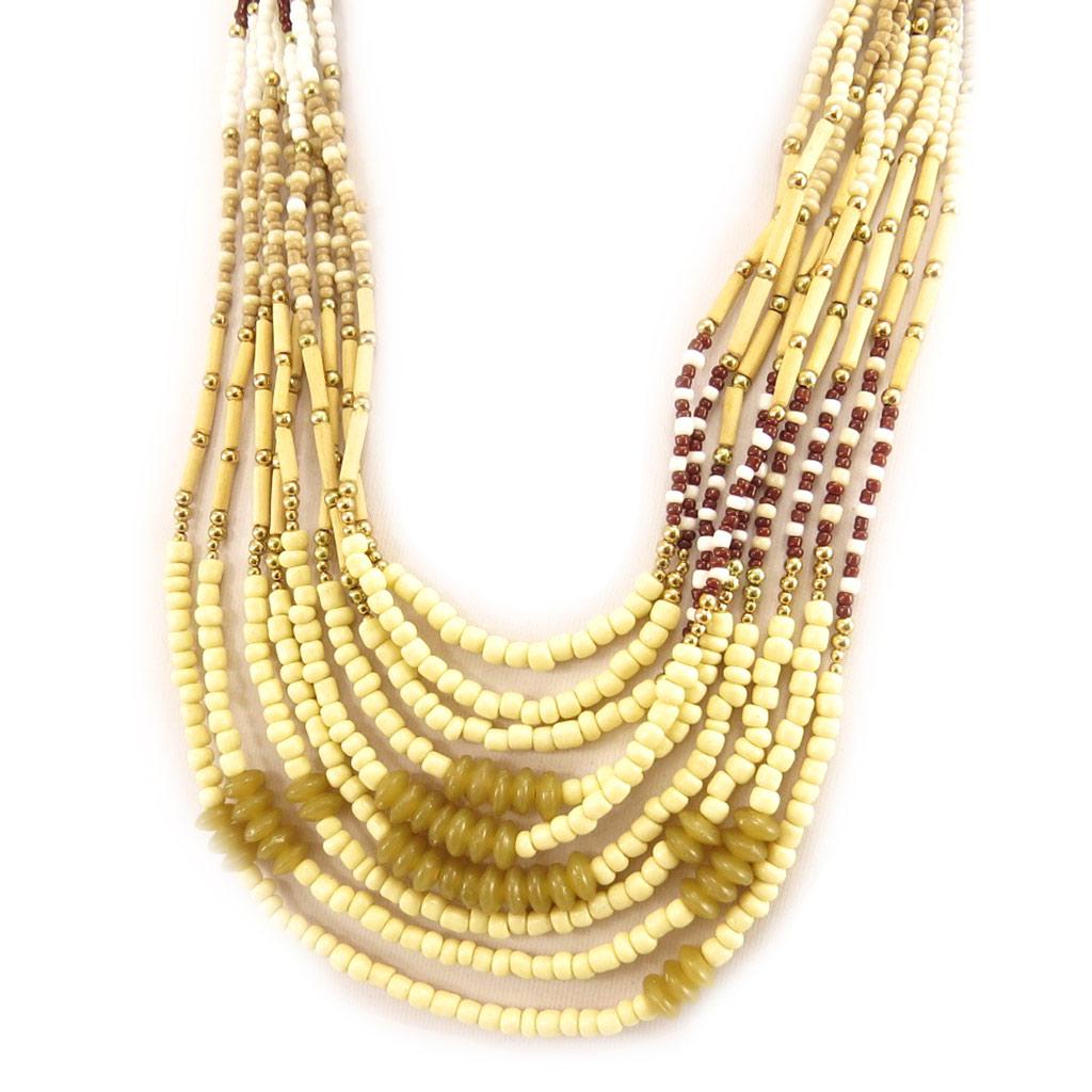 Les Trésors De Lily [L5254] - Designer Necklace 'Kilimanjaro' Golden Beige