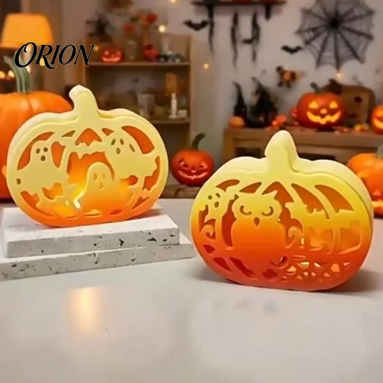 Resin Casting Molds 1 Set Halloween Pumpkin Lampshade Silicone Mold, DIY Hollow Ambient Mold Box Gypsum Cement Epoxy for Crafts Shaped Craft Supplies
