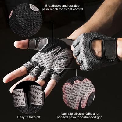 1 Pair Sport Gloves Hollow Mesh Half Finger Unisex Anti-slip Great Friction Wear-Resistant Full Palm Protection Weightlifting Cycling Gym Gloves