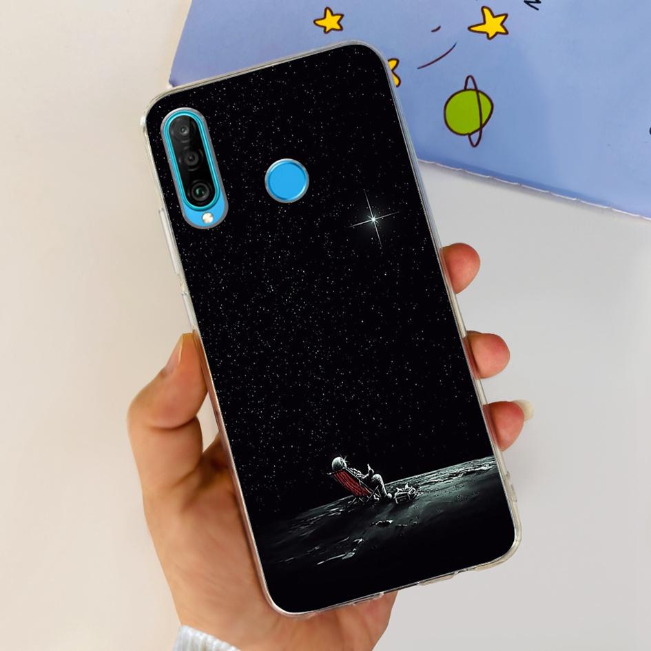 For Huawei P30 Lite Case MAR-LX1M MAR-L21A MAR-LX1A Cute Astronaut Cover Clear Silicone Bumper For Huawei P30 Pro Lite P 30 Capa