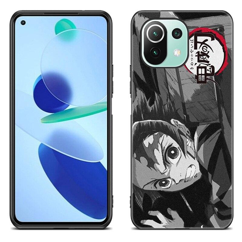 Anime Demon Slayer tanjiro Case For Xiaomi Mi 11 Lite NE 11i 10T 11T Pro A2 A3 Lite POCO F3 M3 M4 C31 X3 Pro NFC GT Black Cover